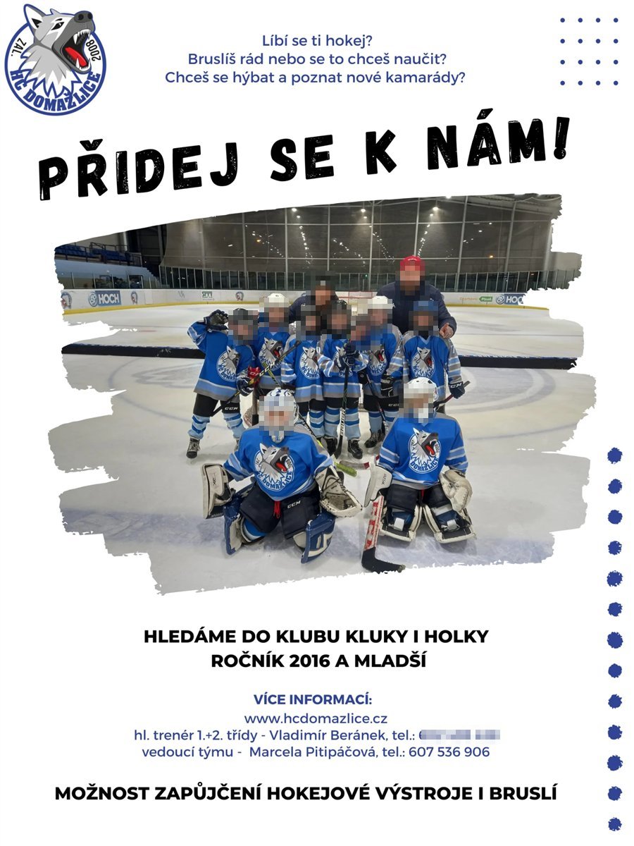 Světlá varianta náborového plakátu HC Domažlice